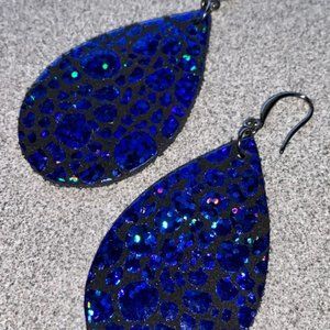 Aqueous: Black and blue bubble print earrings